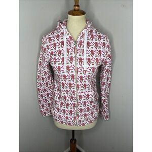 Roller Rabbit Monkey Print Zip Hoodie Women's Size M Rare Sweatshirt Jacket
